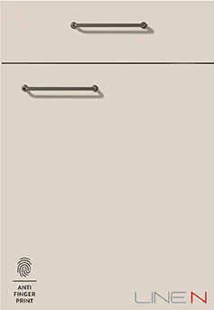 Kitchen with SOFTLINE 504 front in Sand Perfect matt lacquer - clear lines, soft feel.