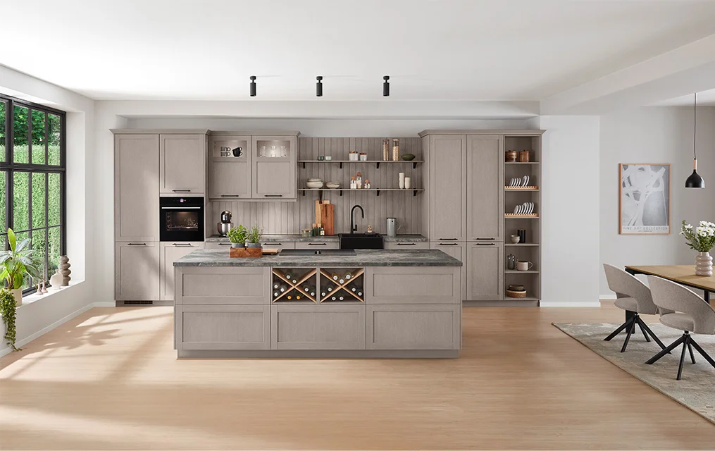 Front LOOK 604 in sand textured: subtle elegance with a fine feel - versatile for the bathroom, kitchen and living room.